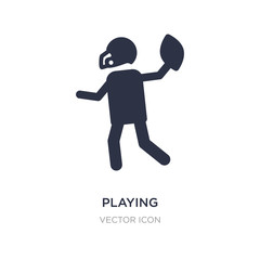 playing throwing the ball in his hand icon on white background. Simple element illustration from American football concept.