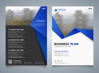 Abstract business brochure of blue template layout background. You can use for modern presentation of brochure, ad, flyer.