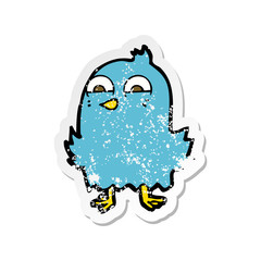 retro distressed sticker of a funny cartoon bird