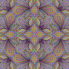 Mosaic seamless pattern with dots. Ornamental traditional etchnic design. Vector print.