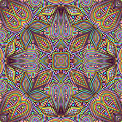 Mosaic seamless pattern with dots. Ornamental traditional etchnic design. Vector print.