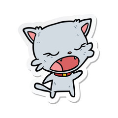 sticker of a cartoon cat talking