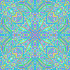 Mosaic seamless pattern with dots. Ornamental traditional etchnic design. Vector print.