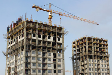 Construction site of multi-storey residential buildings