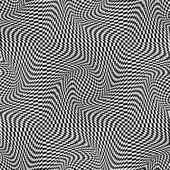 Abstract vector seamless op art pattern. Monochrome graphic ornament