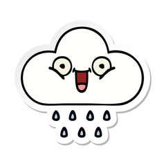 sticker of a cute cartoon rain cloud