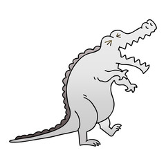 quirky gradient shaded cartoon crocodile