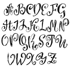 Vector retro font. Capital grunge letters. Chalk textured alphabet.