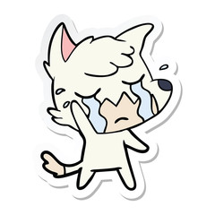 sticker of a crying waving fox cartoon