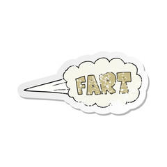retro distressed sticker of a cartoon fart symbol