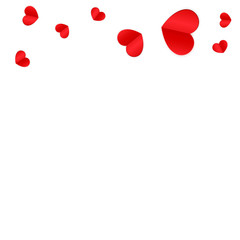 Hearts Confetti Falling Background. St. Valentine's Day pattern. Romantic Scattered Hearts Design Element. Love. Sweet Moment. Gift. Cute Element of Design for Sales or Celebration.