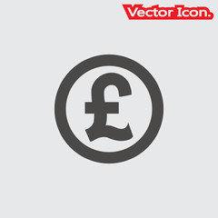 pound sterling cashier. Icon isolated sign symbol and flat style for app, web and digital design. Vector illustration.