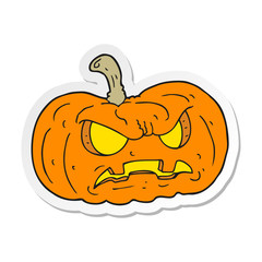 sticker of a cartoon halloween pumpkin