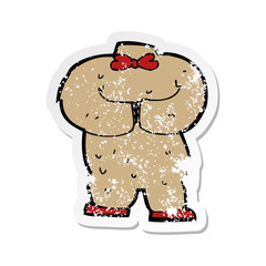 retro distressed sticker of a cartoon teddy bear body