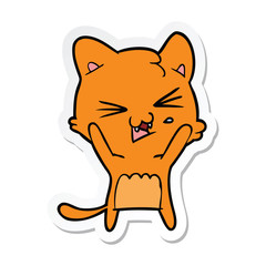 sticker of a cartoon hissing cat