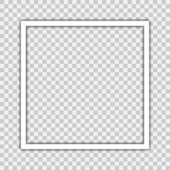 White realistic square empty picture frame on transparent background.