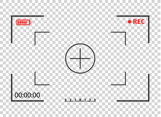 Camera frame viewfinder vector screen of video recorder digital display