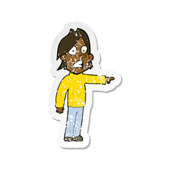 retro distressed sticker of a cartoon surprised man