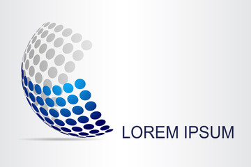 Abstract technology logo stylized spherical surface with abstract shapes. This logo is suitable for global company, world technologies, media and publicity agencies 