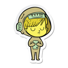 sticker of a cartoon astronaut woman