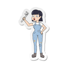 sticker of a cartoon female plumber