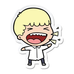 sticker of a cartoon laughing man
