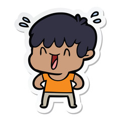 Obraz premium sticker of a cartoon laughing boy