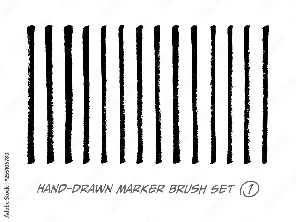 Wall mural hand-drawn marker brush vector set