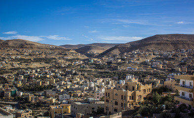 Fototapeta na wymiar Palestine third world country desert city street aerial photography 