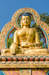 Golden Buddha statue at Swayambhunath Stupa, Kathmandu, Nepal