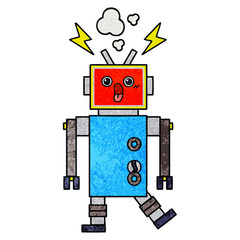 retro grunge texture cartoon robot malfunction