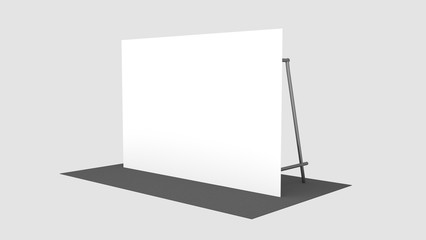Backdrop, press banner 2x3 meters with black carpit. 3d render template. Mockup