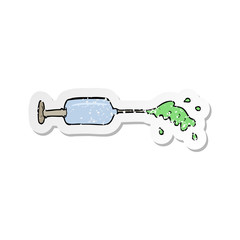 retro distressed sticker of a cartoon squirting medical needle