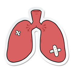 sticker of a cartoon repaired lungs