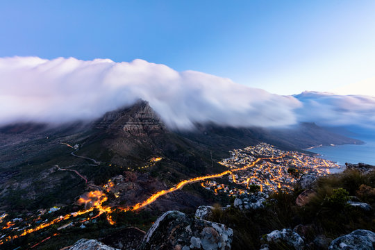 Table Mountain at Dusk, Shot from Lions Head, Cape Town
