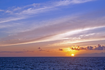 Hawaii sunset, view from west coast of Maui