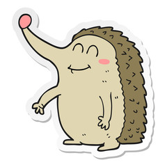 sticker of a cartoon hedgehog