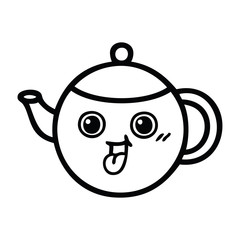 line drawing cartoon tea pot