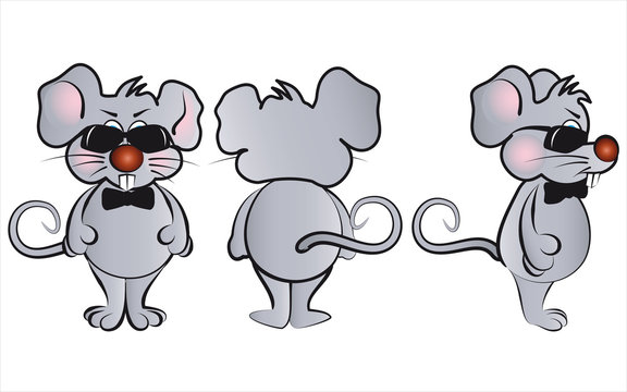 Mouse agent Bond full face, profile and rear view