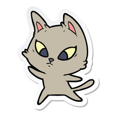 Obraz premium sticker of a confused cartoon cat