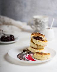 stack of cottage cheese pancakes