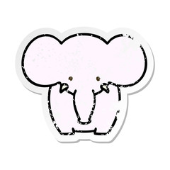 distressed sticker of a quirky hand drawn cartoon elephant