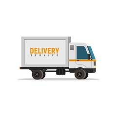 Cartoon delivery truck isolated vector object. Cargo auto on white background. Logistics icon