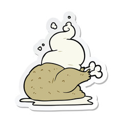 sticker of a cartoon cooked chicken