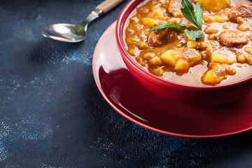 Chickpea stew with chorizo and potatoes