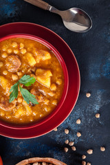Chickpea stew with chorizo and potatoes