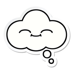 sticker of a cute cartoon thought bubble