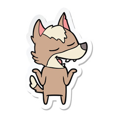 sticker of a cartoon wolf laughing