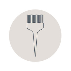 Icono plano lineal peine para tinte en círculo color gris