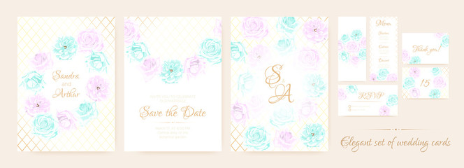Vintage Wedding Invite Watercolor Set.